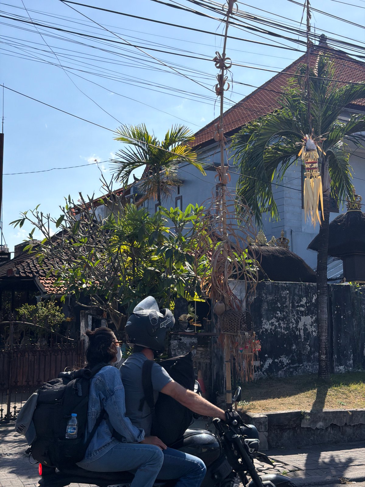 Motorcycle ride through Denpasar, casual street style on display
