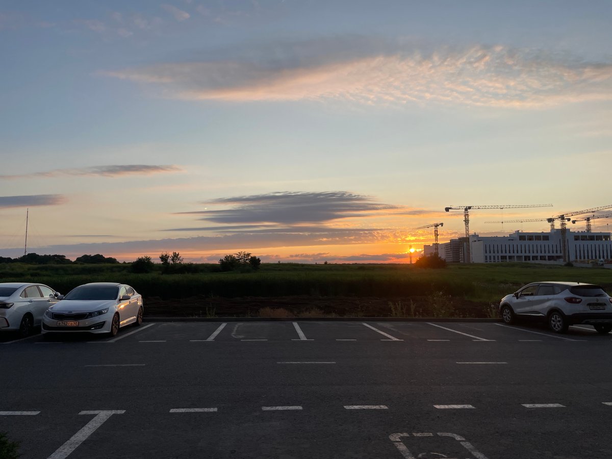 Stavropol construction site at golden hour
