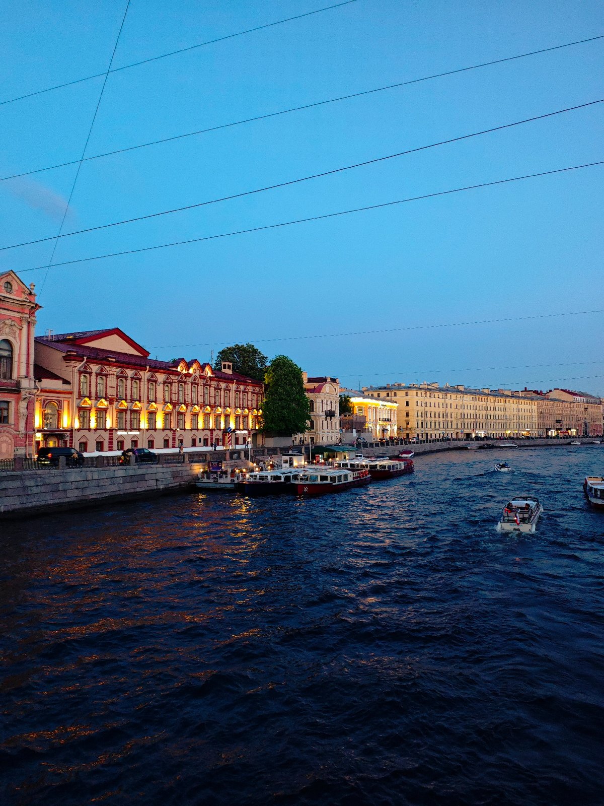 Evening waterway scene documented in Saint Petersburg