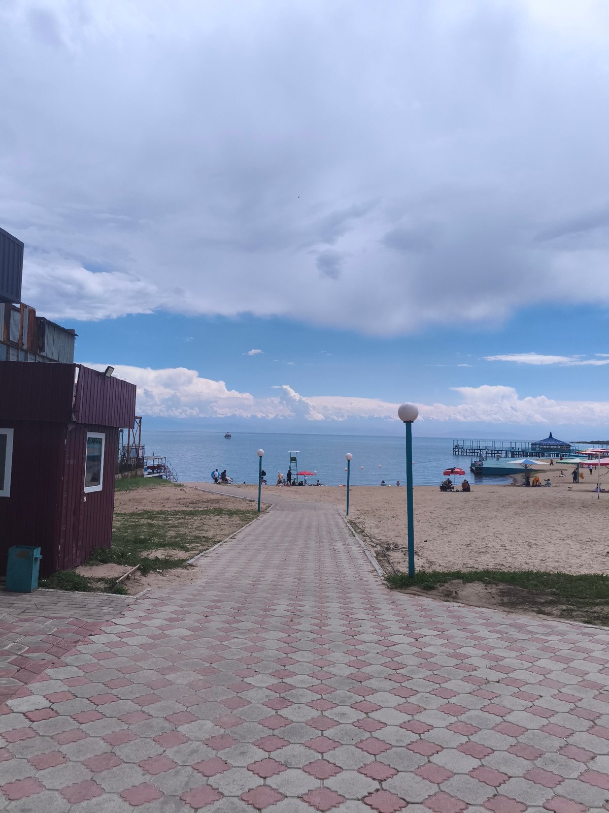 Cloudy day on the shores of Lake Issyk-Kul, Kyrgyzstan