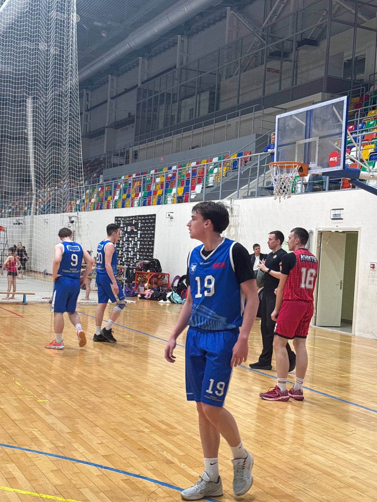 Basketball players gather at indoor court in Kazan