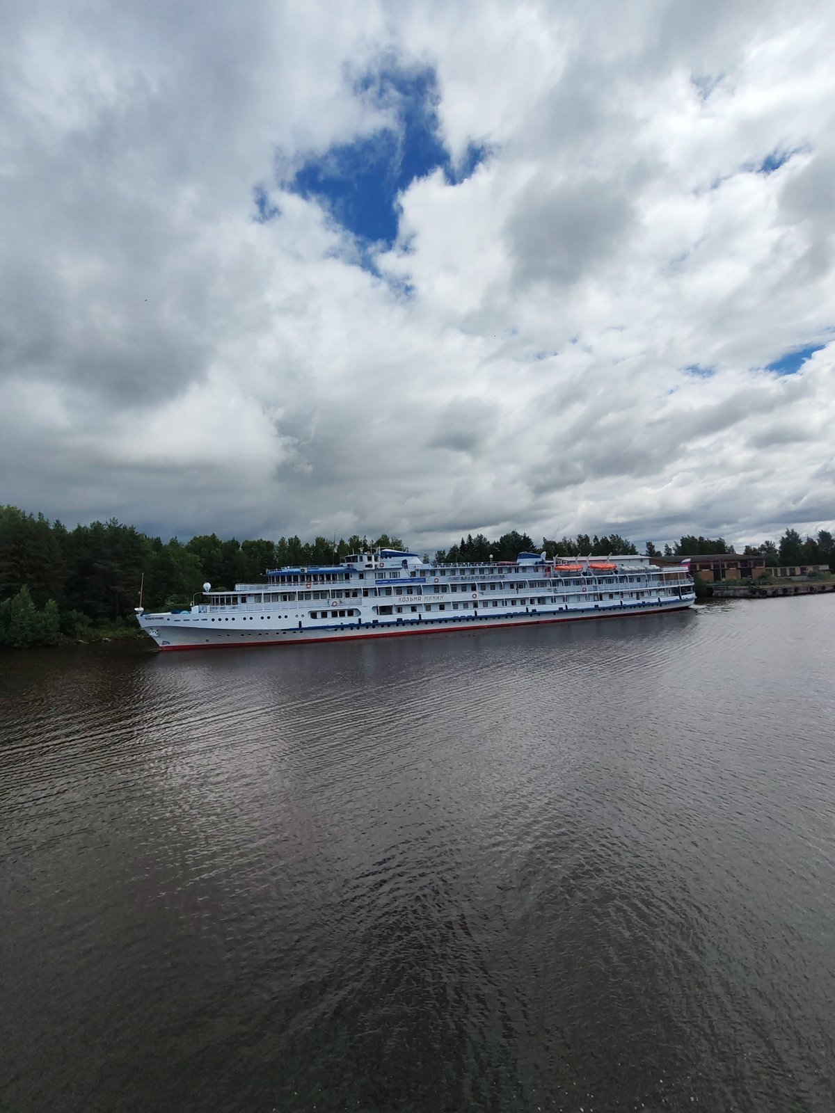 River cruise ship Kozma Minin docked at Vytegra port