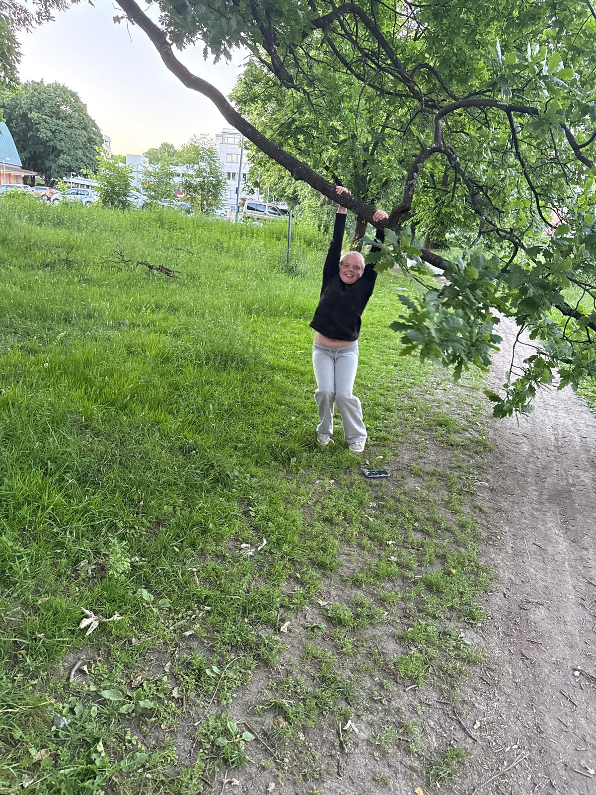 Evening walk through a green Oslo neighborhood park