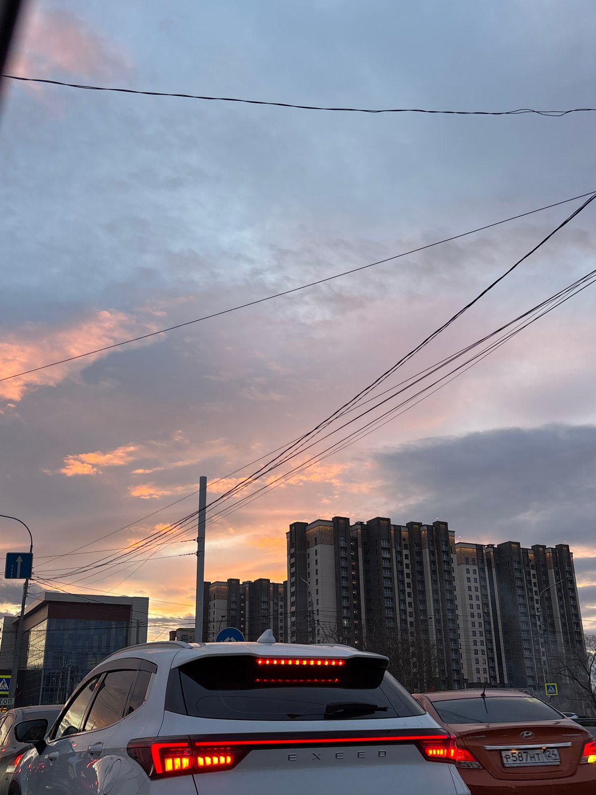 Dramatic skies captured during street scenes in Krasnoyarsk