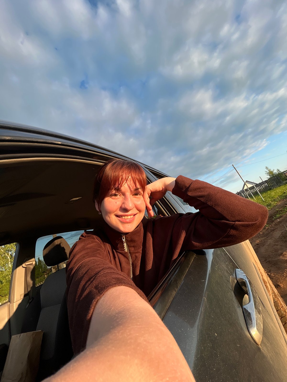 Car travel documented on rural roads in Фоки, Russia