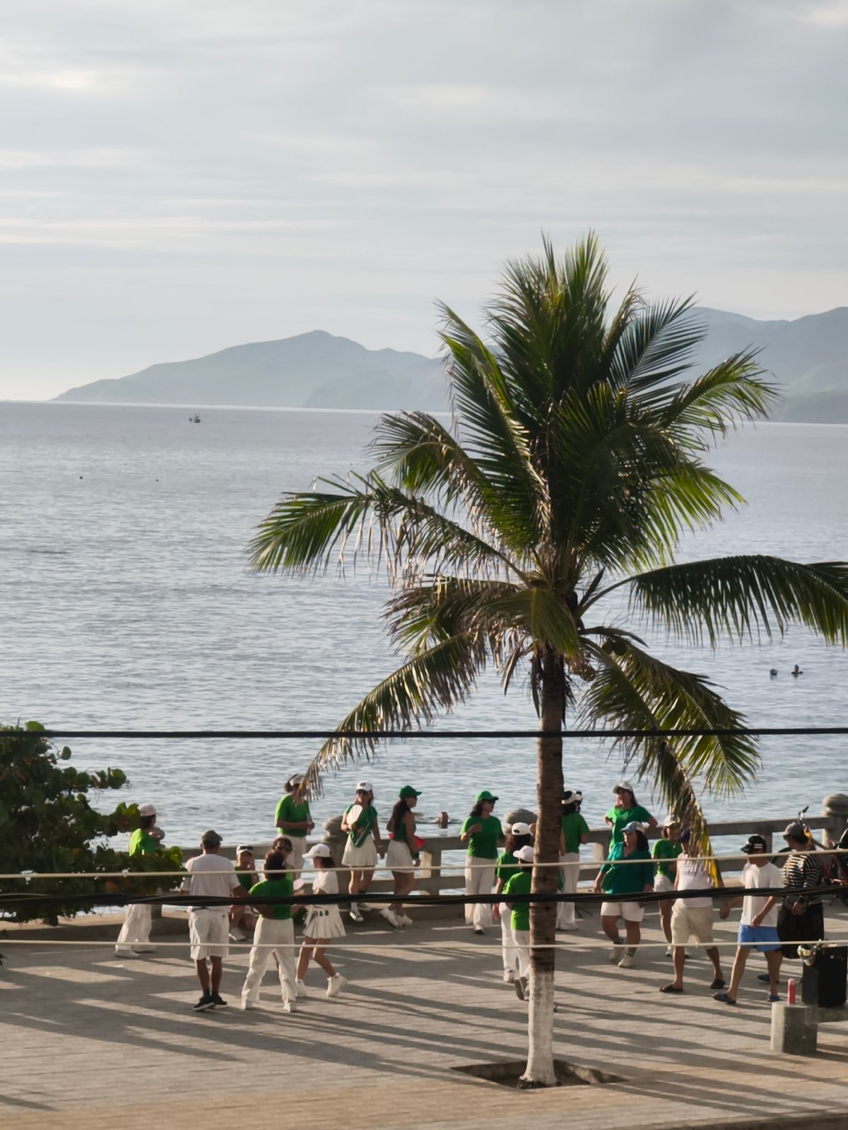 Coordinated group activity on Nha Trang's beachfront promenade