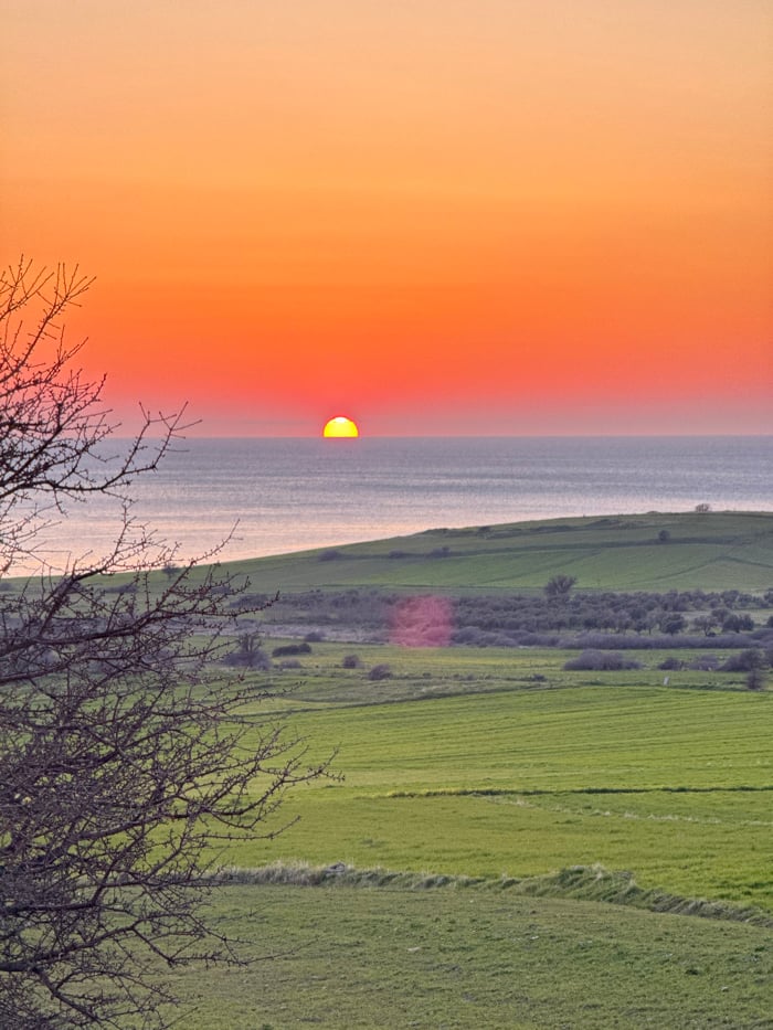 Sunset observed over sea near Alonia, Greece