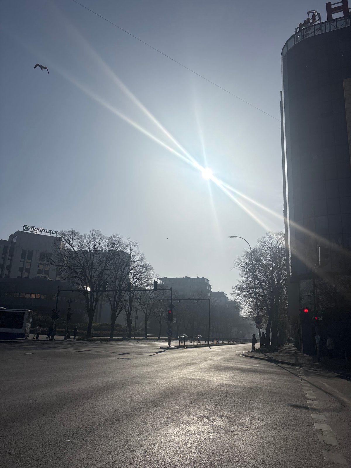 Morning sunlight illuminates Varna streets in Bulgaria