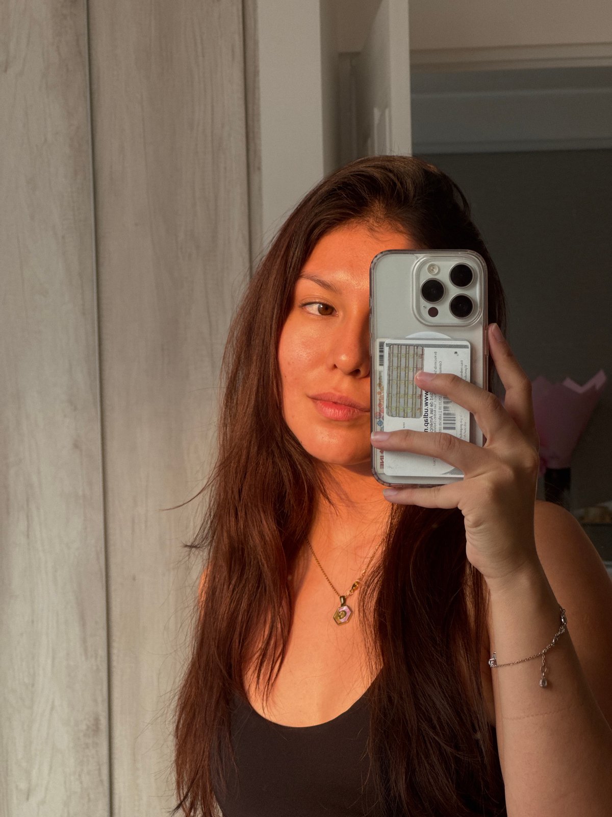 Woman takes mirror selfies in San Francisco Ocotlán, Mexico