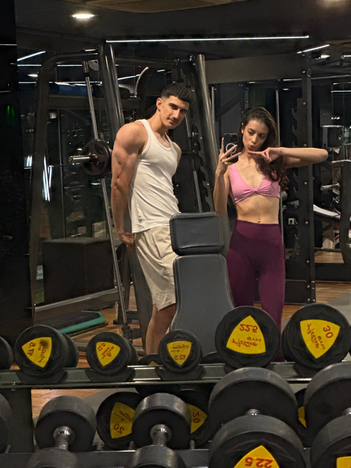 At the gym machines in Sofia, mid-workout pause