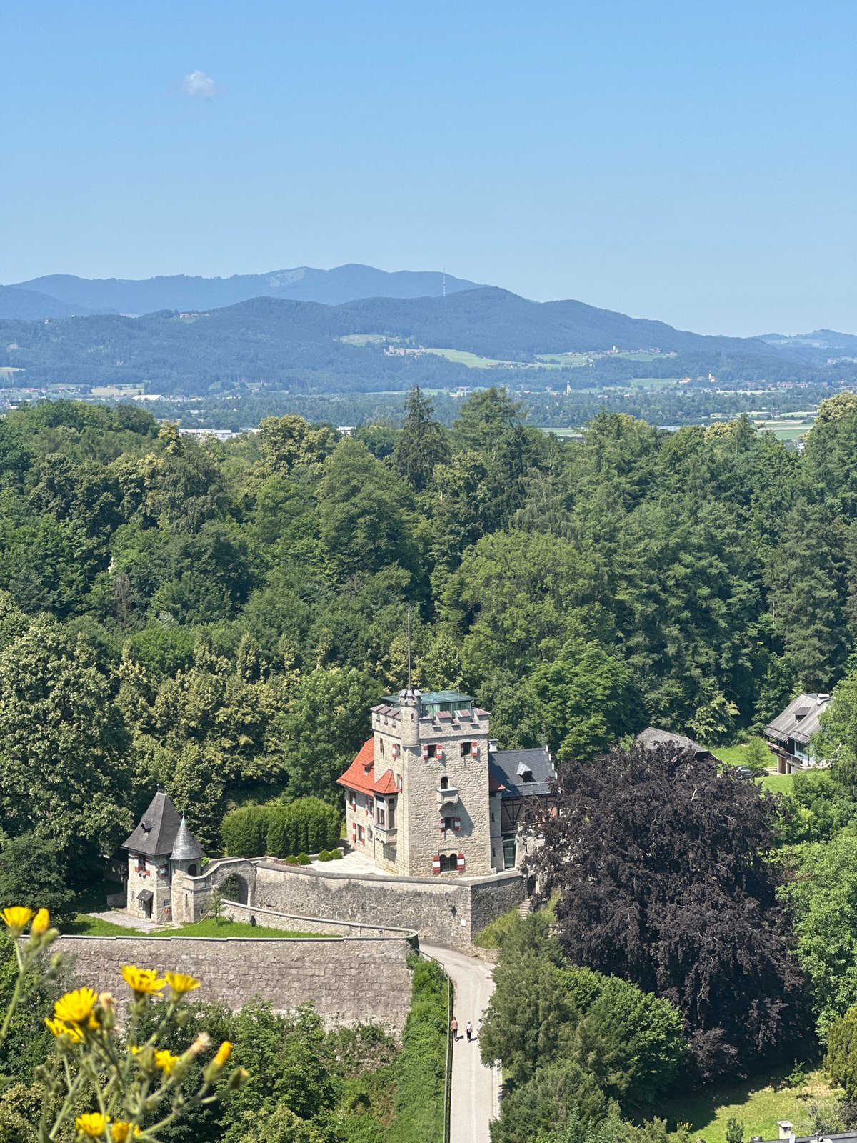 Salzburg's Old Town and fortress views on a sunny morning