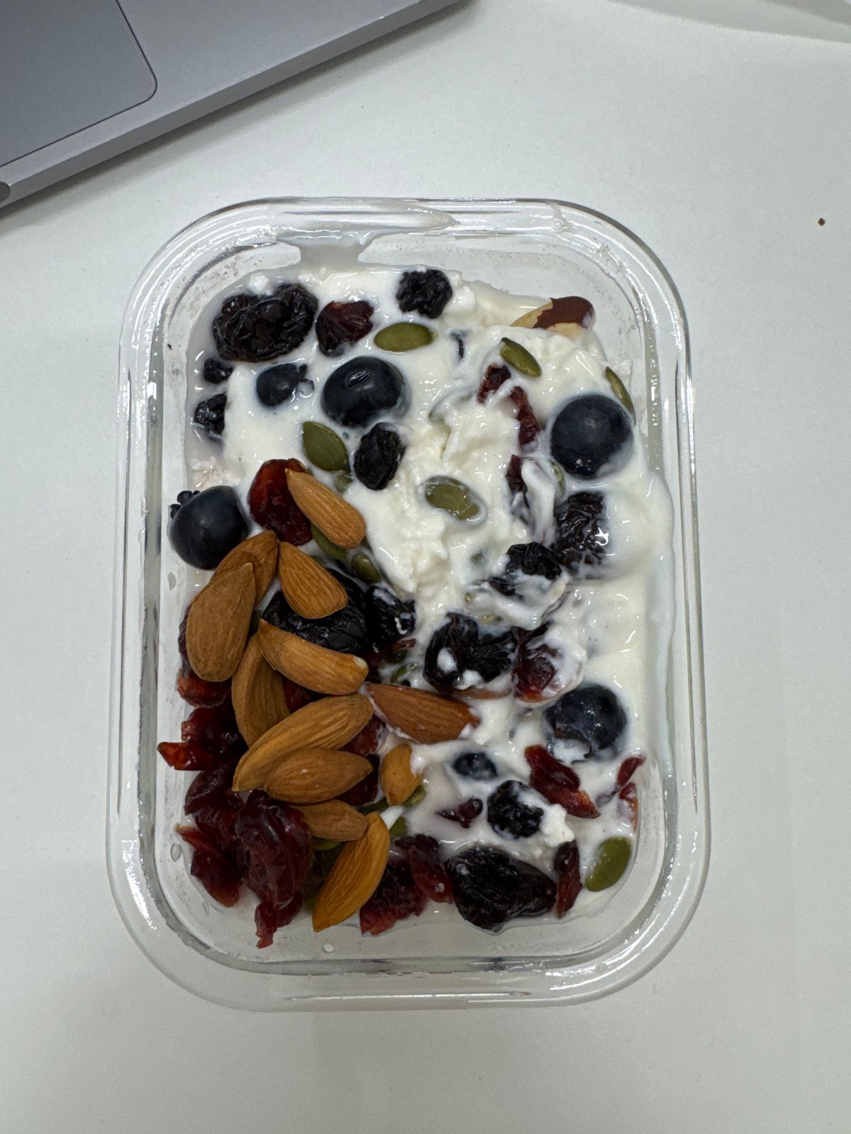 Healthy snack photographed in clear glass dish in Dubai