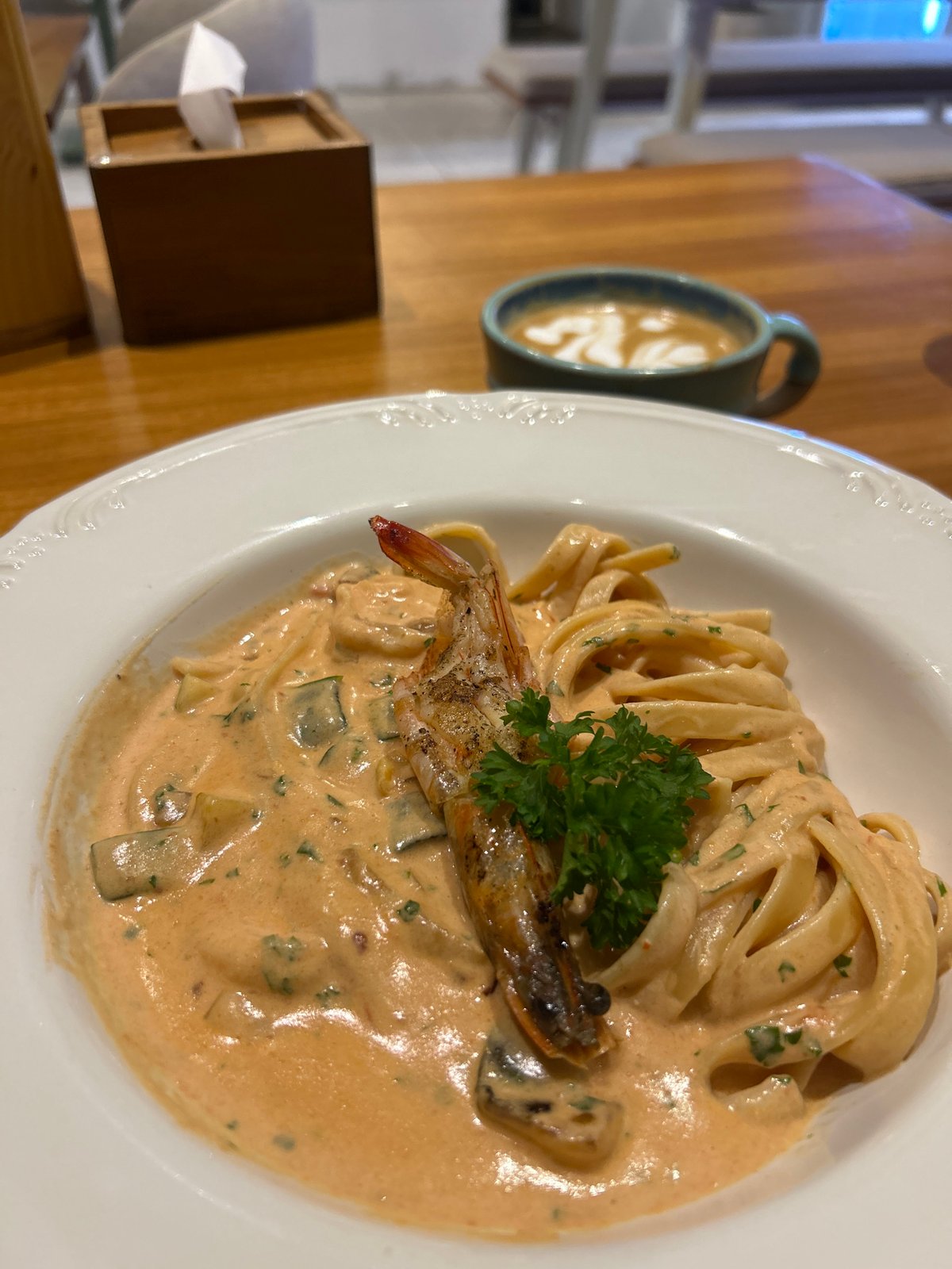 Breakfast documentation: pasta and latte art in Kuta Selatan