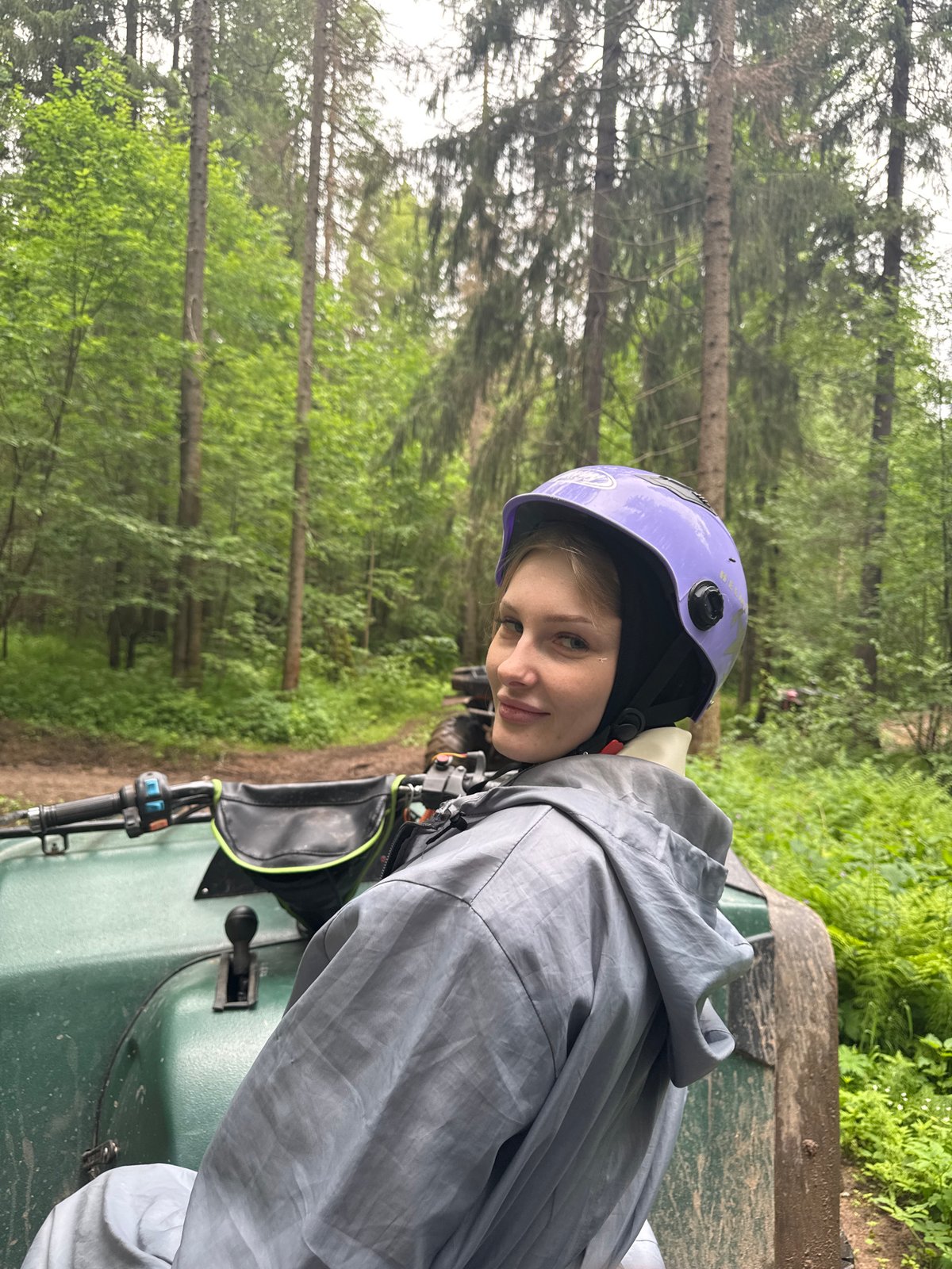 Young Woman's ATV Forest Adventure Documented in Perm Russia
