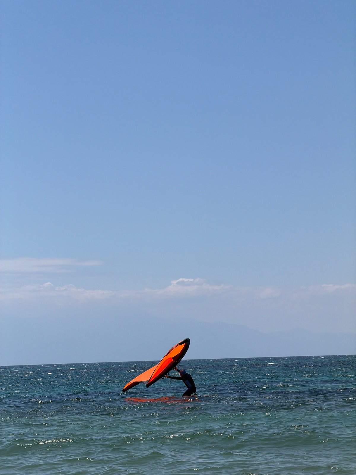 Wing foiling on the Aegean off Νέα Ηράκλεια, Greece