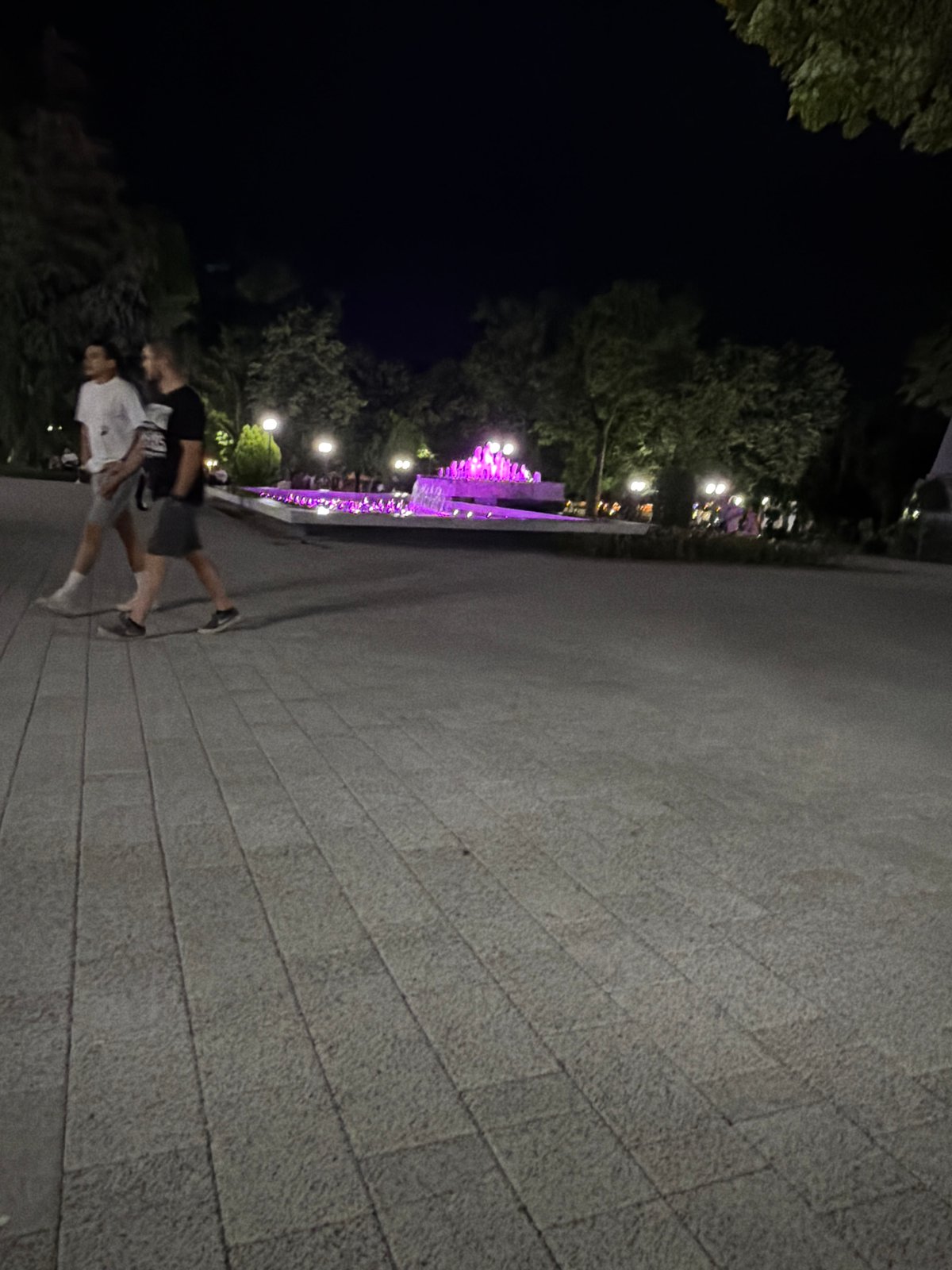 Evening crowd enjoys colorful fountain display in Stara Zagora park