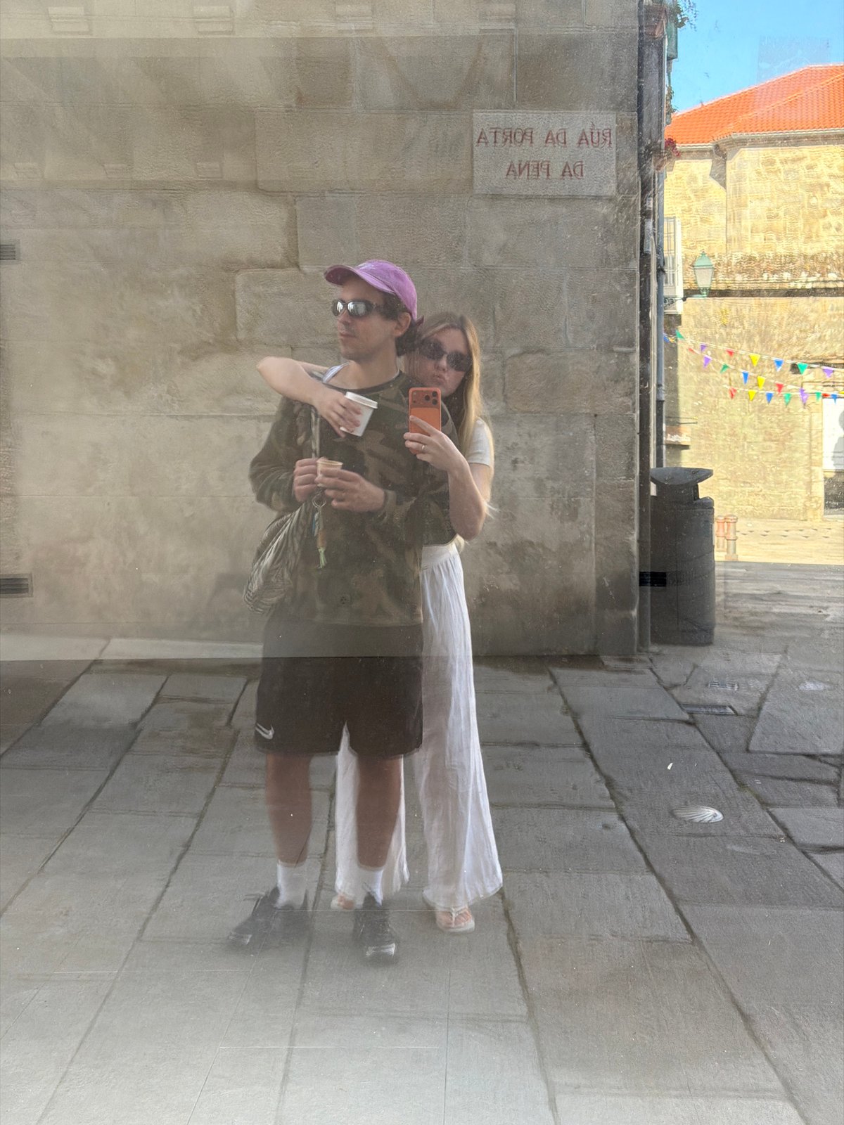 Sunny morning stroll through Santiago de Compostela's historic center
