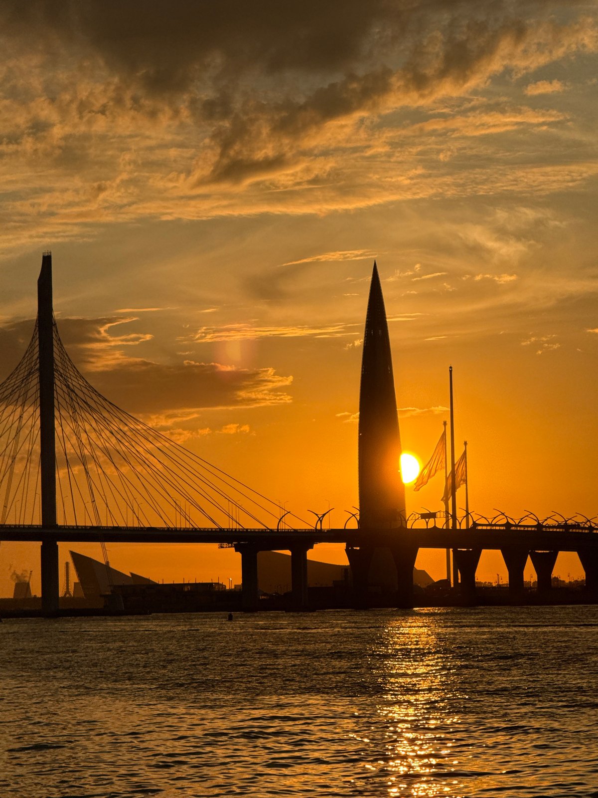 Golden hour sunset draws photographers to Saint Petersburg waterfront
