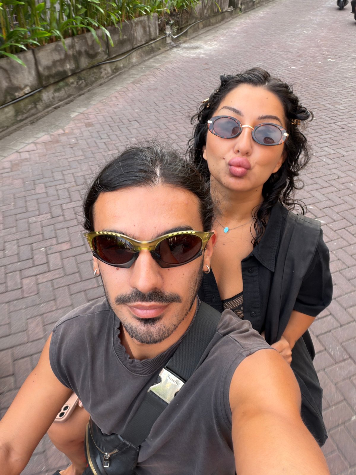 Couple Takes Diagonal Selfie in North Kuta, Indonesia