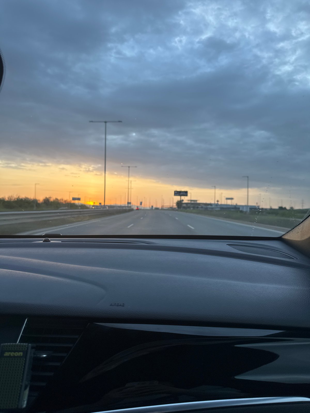 Dawn highway travel documented near Sofia, Bulgaria