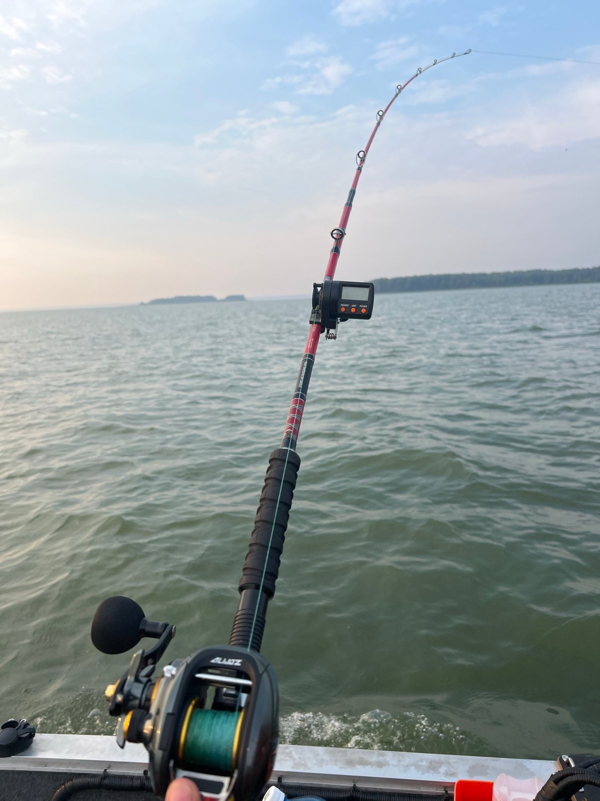 Walleye catch at sunset on a Russian river