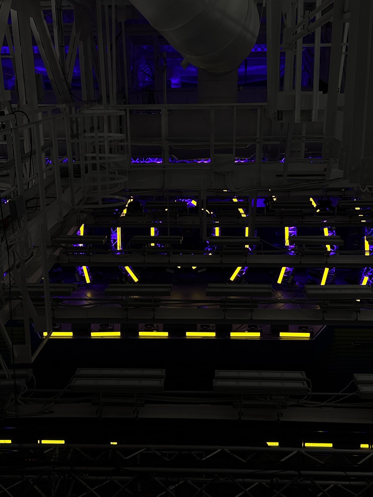 Yekaterinburg arena prepped with stage lighting, empty seats