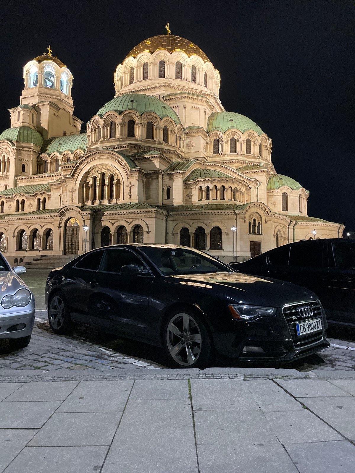 Alexander Nevsky Cathedral illuminated in evening documentation, Sofia