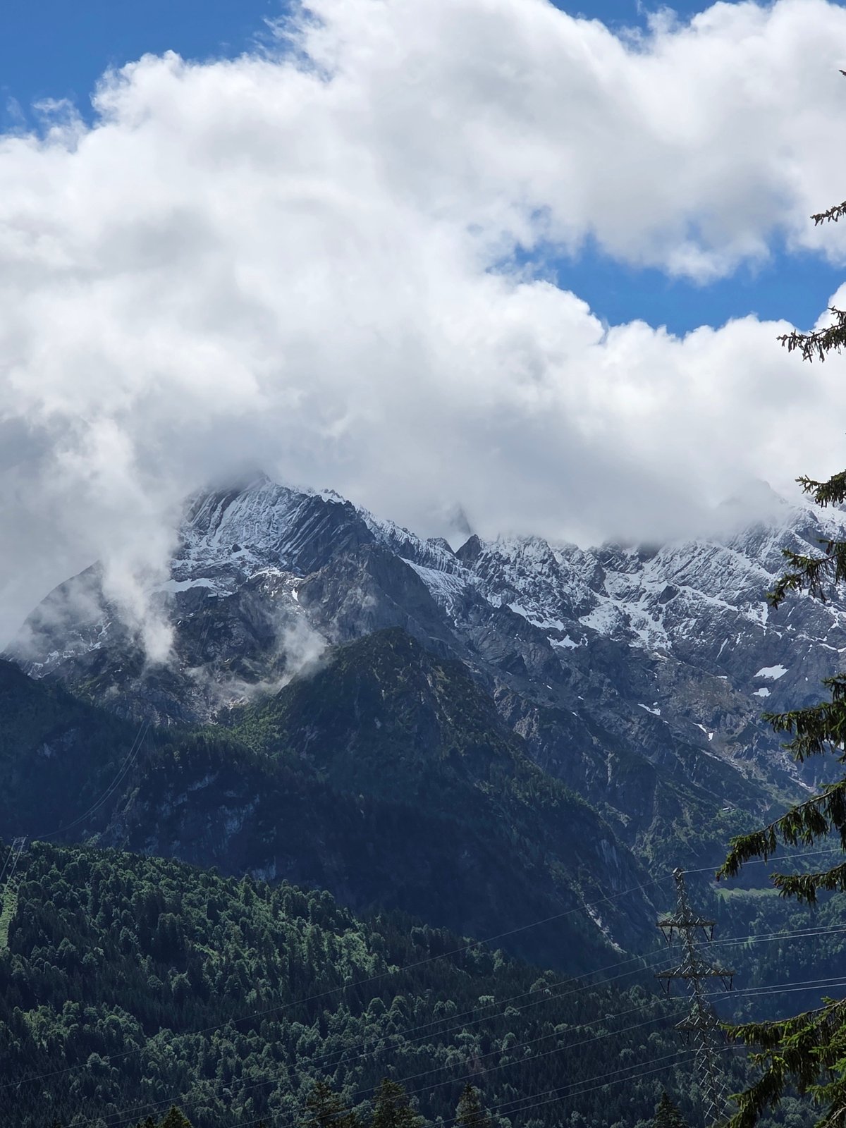 Mountain landscape observed from building windows over one minute