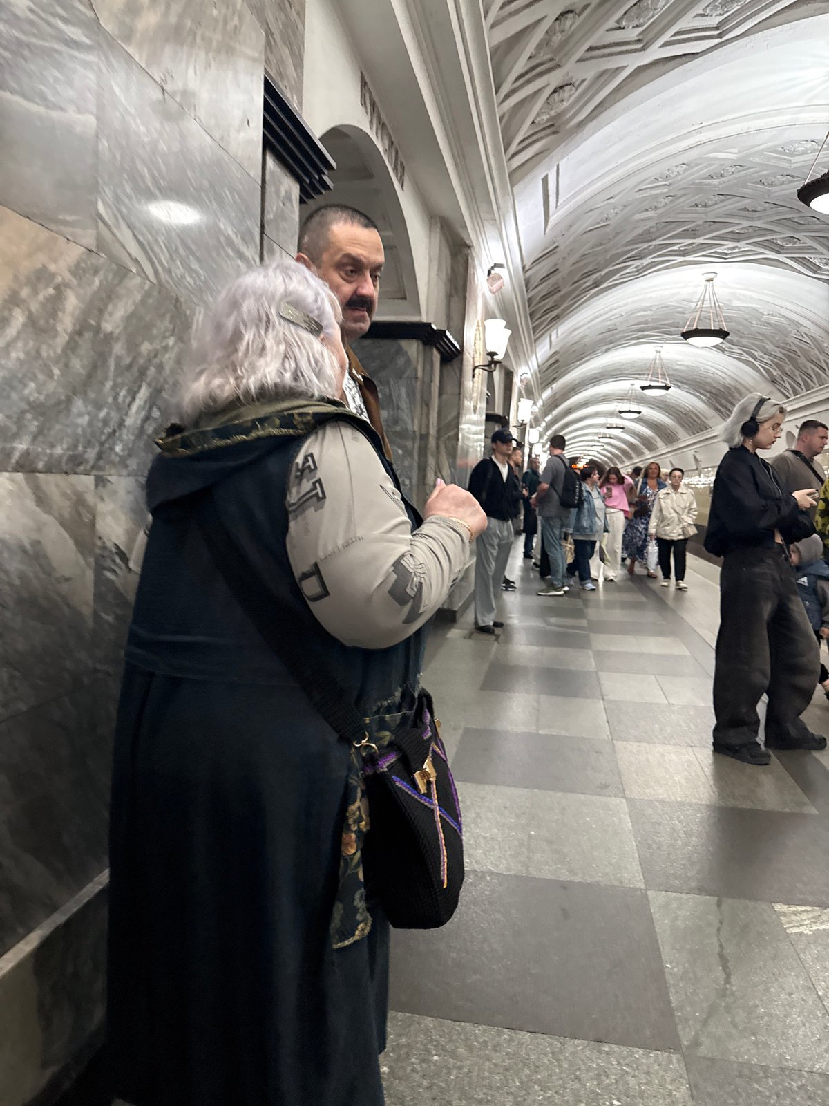 Inside the Moscow Metro on a busy weekday morning