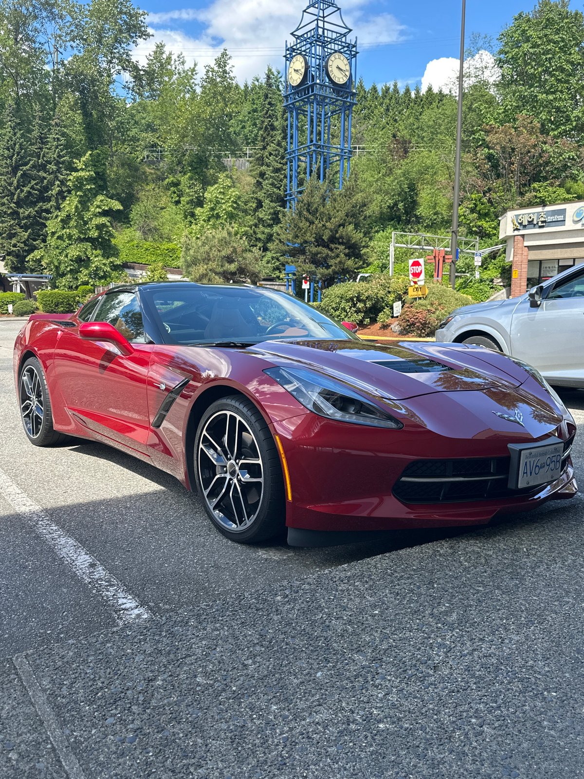Red Corvette spotted parked in Coquitlam commercial lot