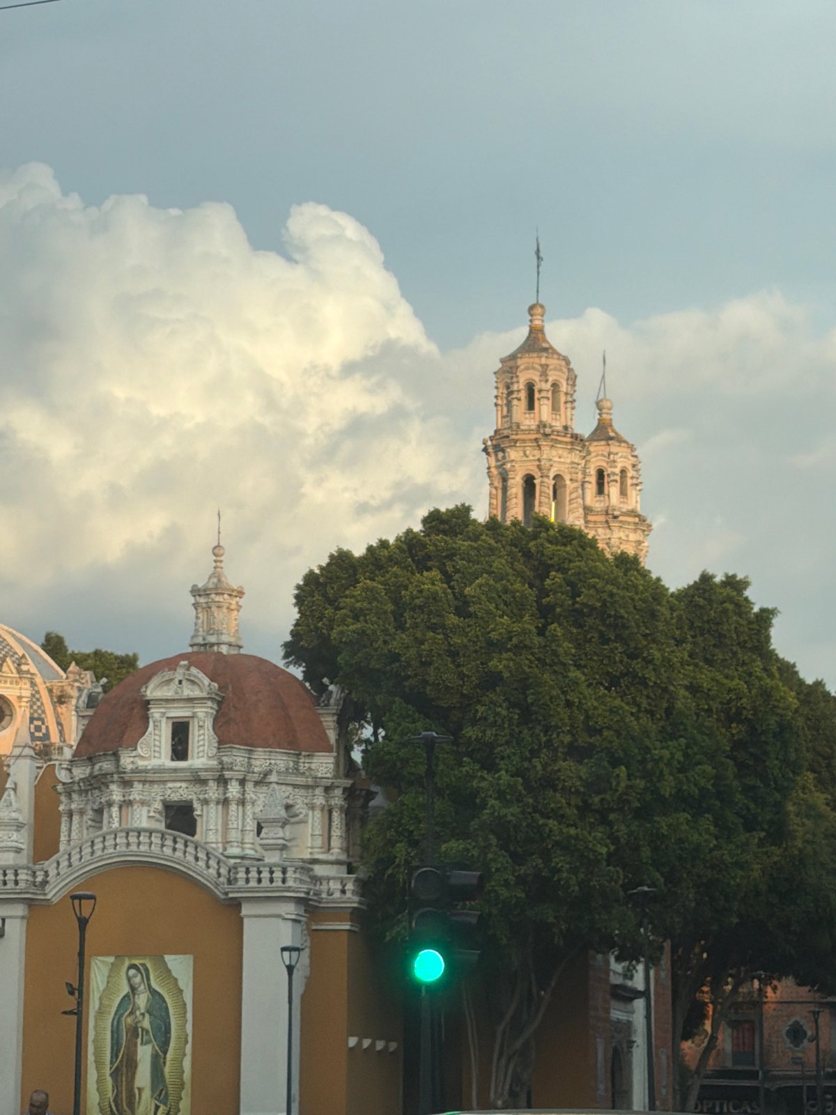 Historic domed buildings with religious imagery documented in Puebla