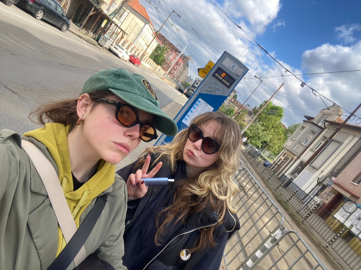 Two women take selfie in Sofia, Bulgaria