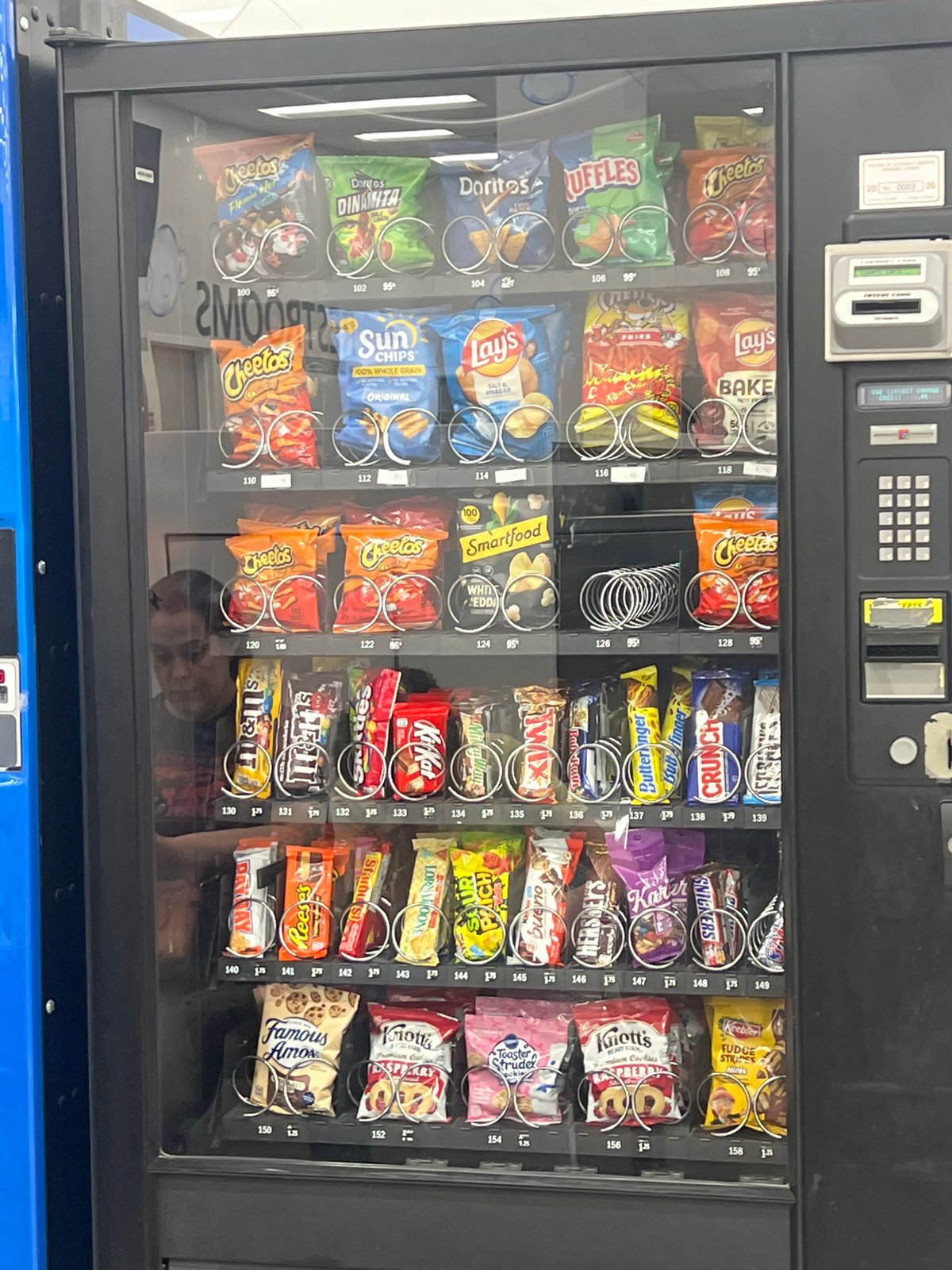 Evening scenes captured at public indoor facility with laundromat