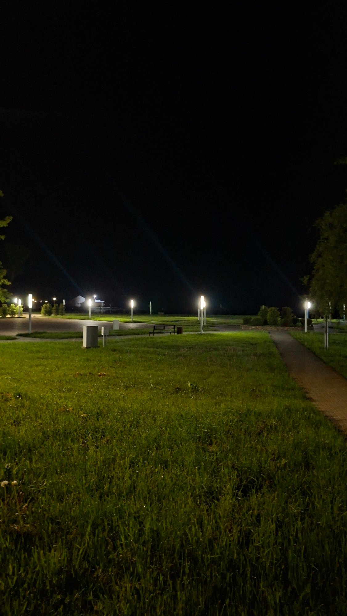 Nighttime documentation captured in Myadzyel, Belarus parks and streets
