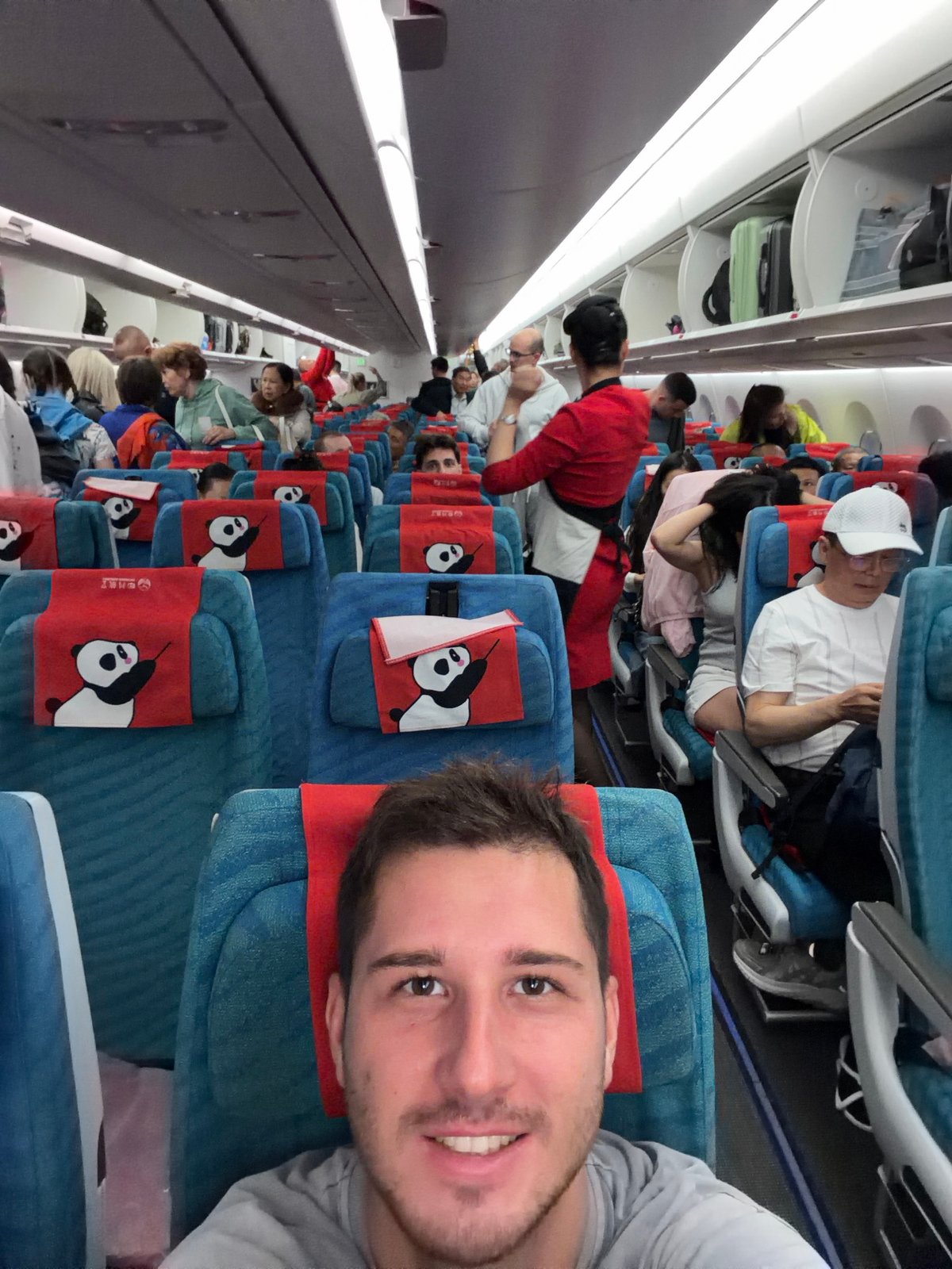 Traveler documents journey through Moscow Domodedovo Airport, airplane boarding