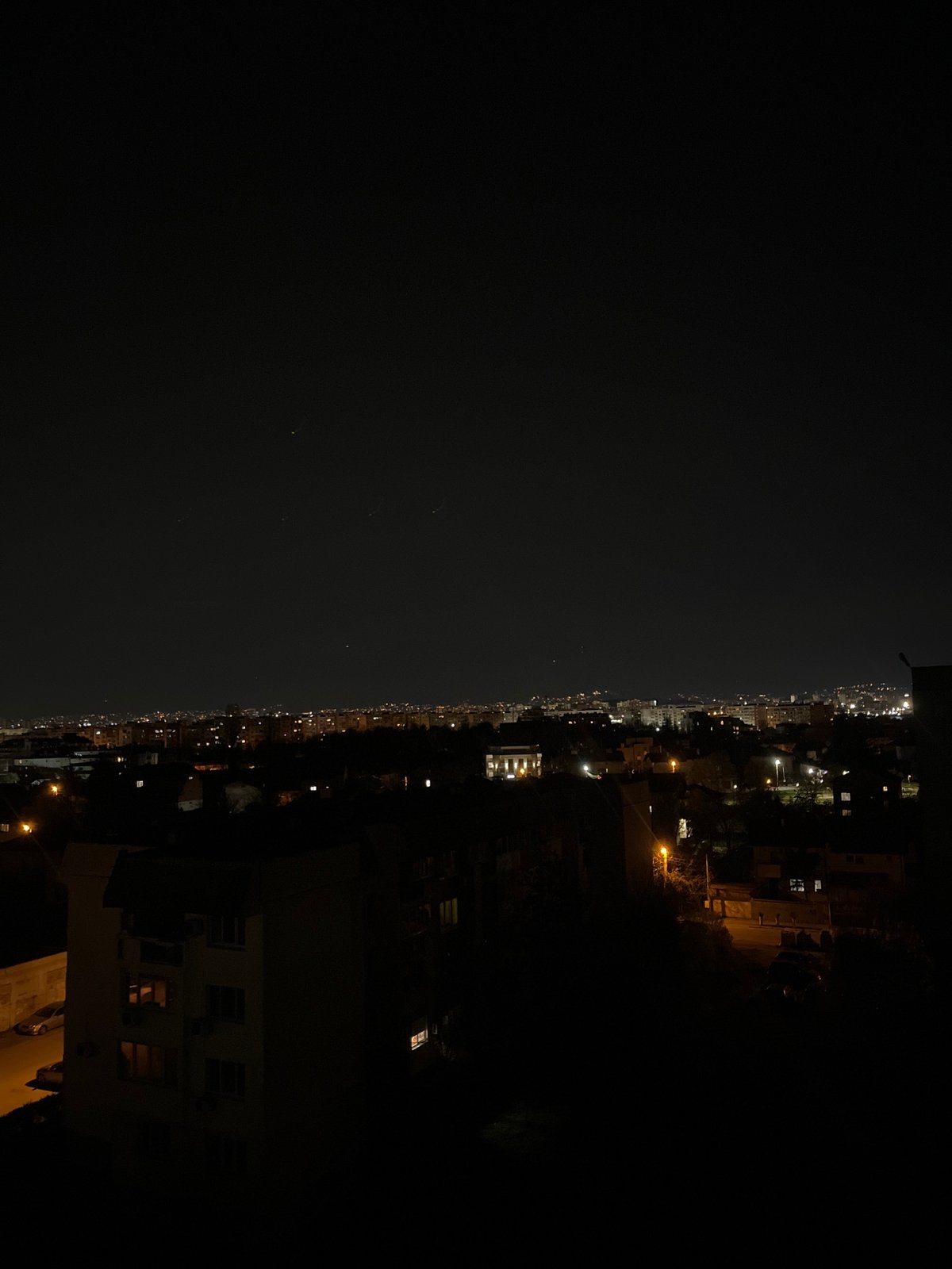 Nighttime cityscape photographs captured across Sofia, Bulgaria