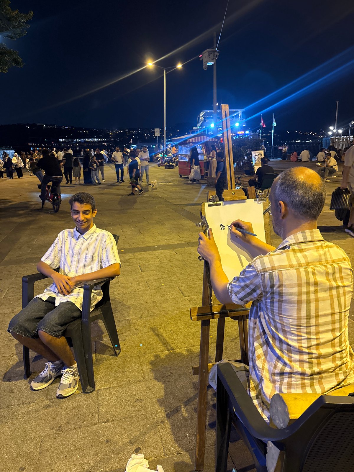 Nighttime street portrait session underway in Beşiktaş, Istanbul