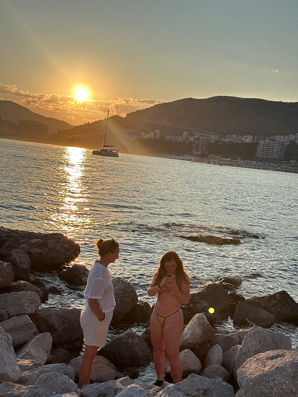 Sunset hour on the Montenegrin Riviera coast
