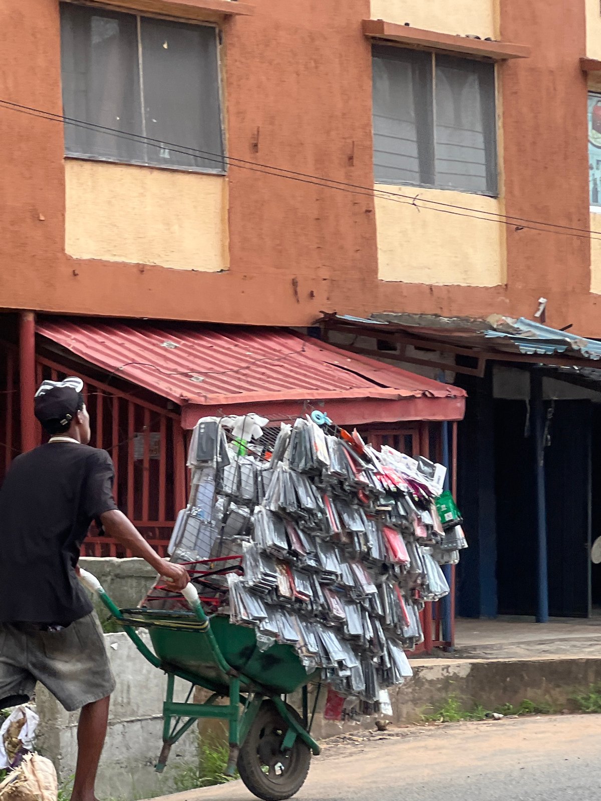 Street life and public statues in Onitsha, Nigeria