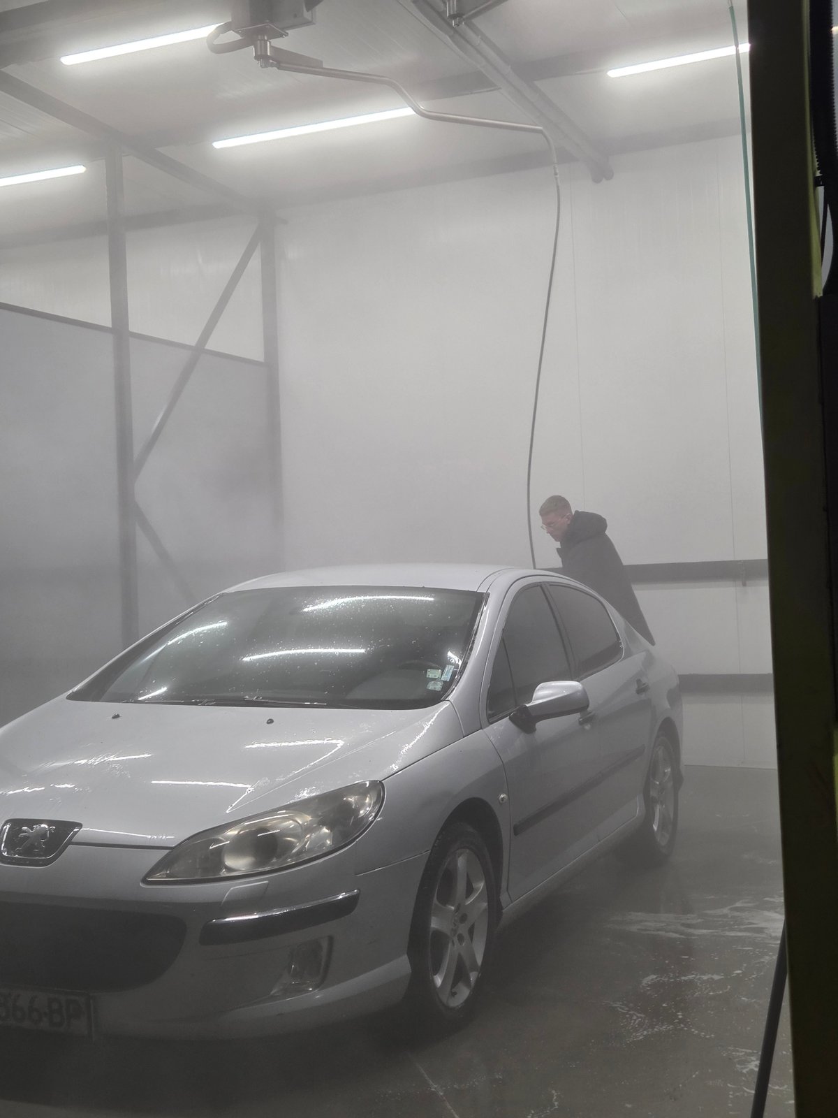 Evening car wash activity observed in Sofia, Bulgaria
