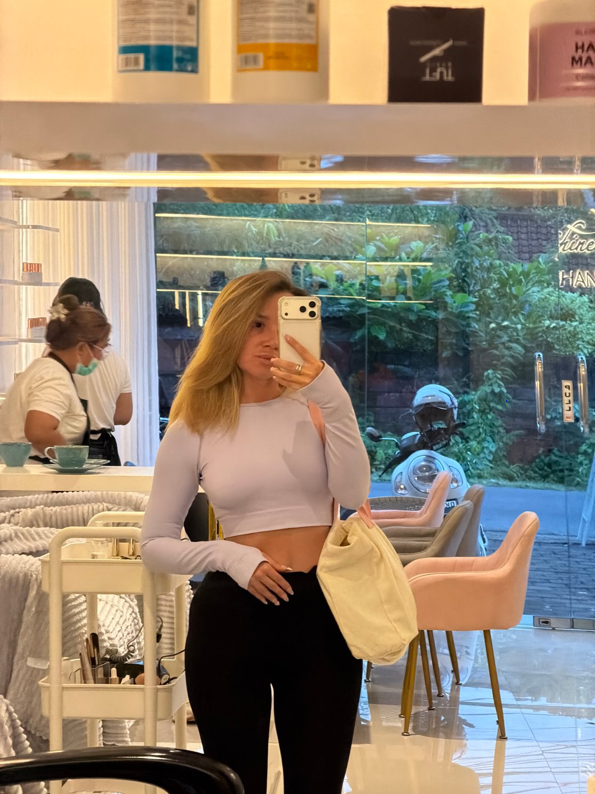 Woman documents nail salon visit in North Kuta Indonesia