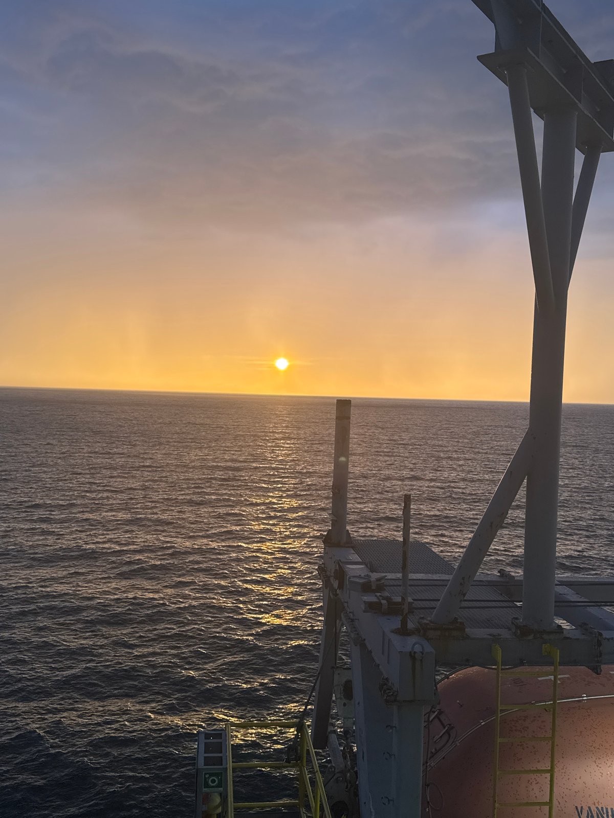 Sunset documented from offshore platform in Italian waters