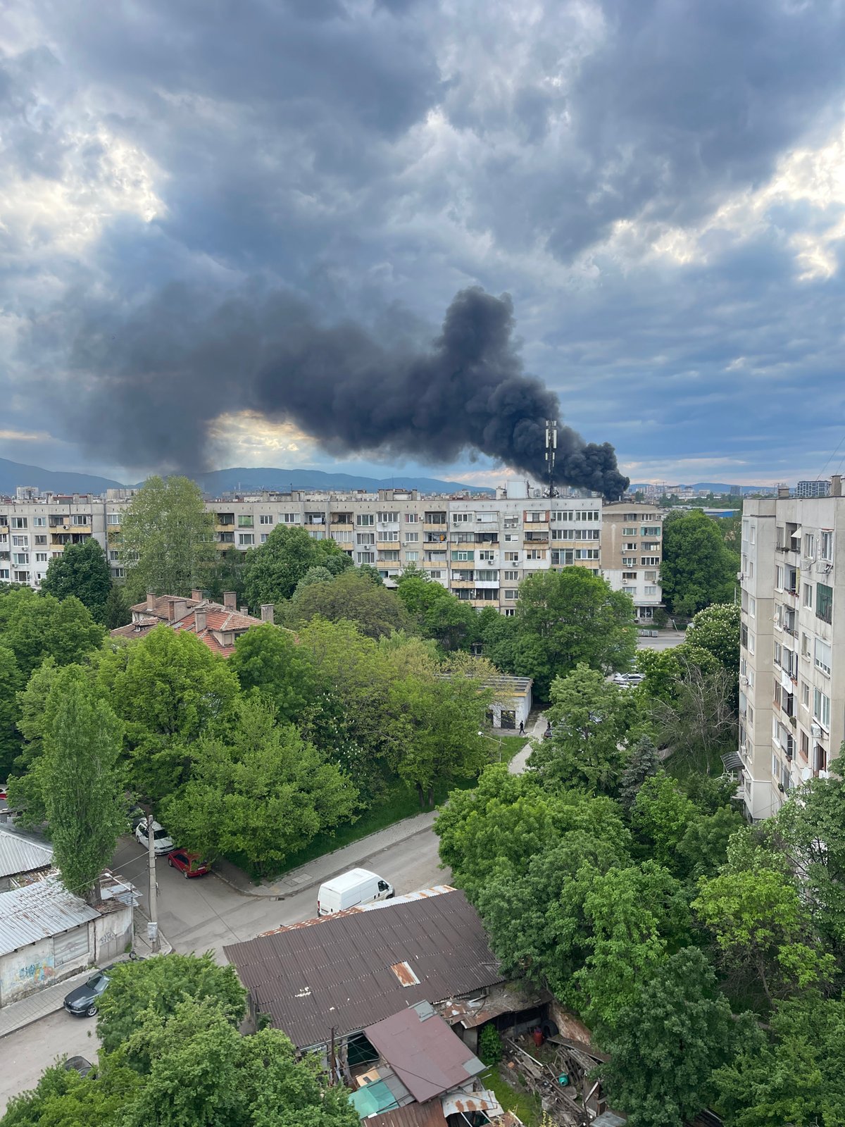 Black smoke plume rises over Sofia residential area