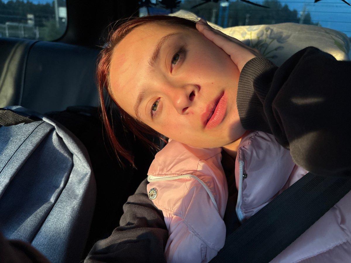 Woman observed during early morning travel in Прикамский, Russia