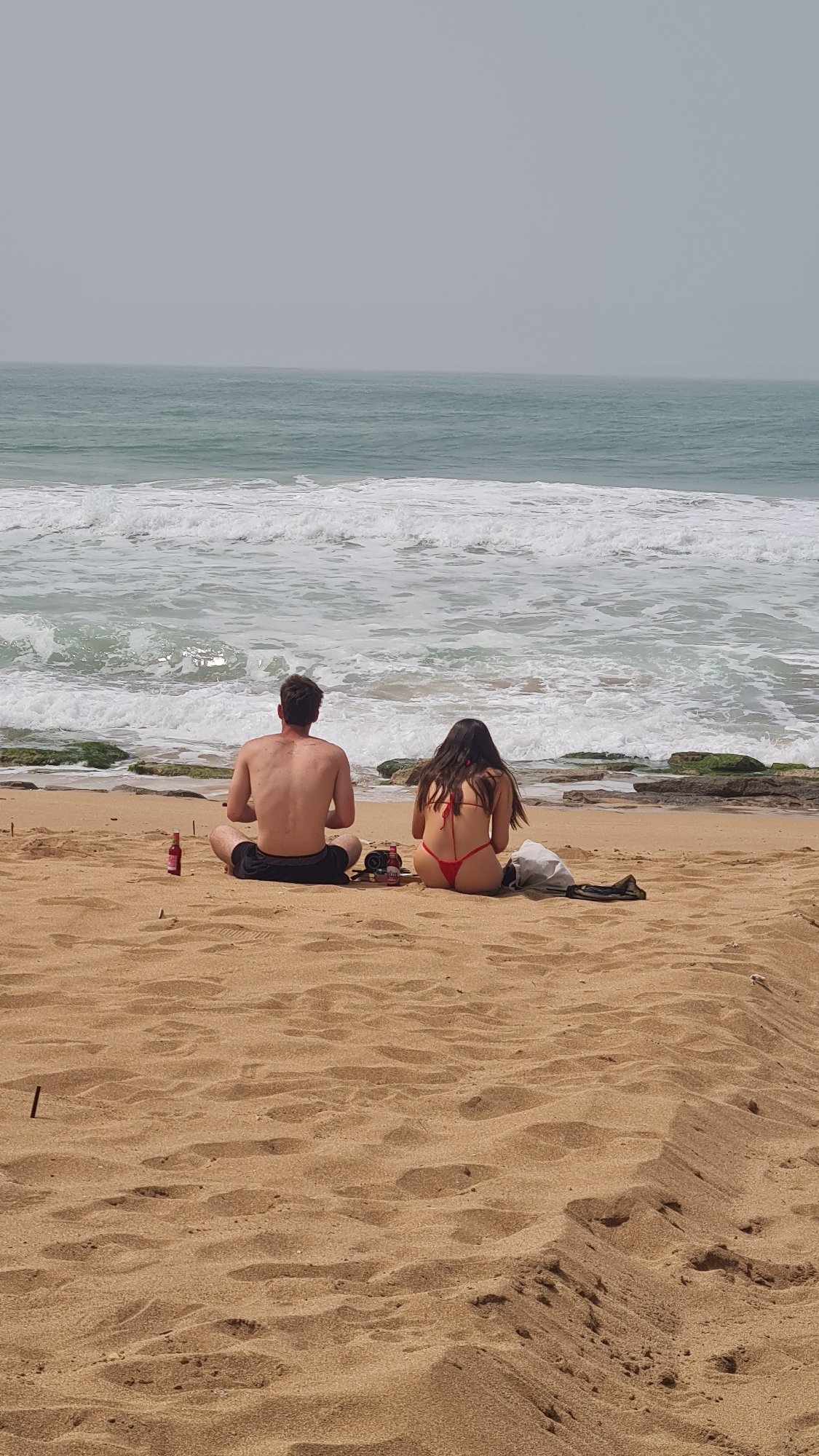 Couple enjoys beach time in Nahariyya, Israel
