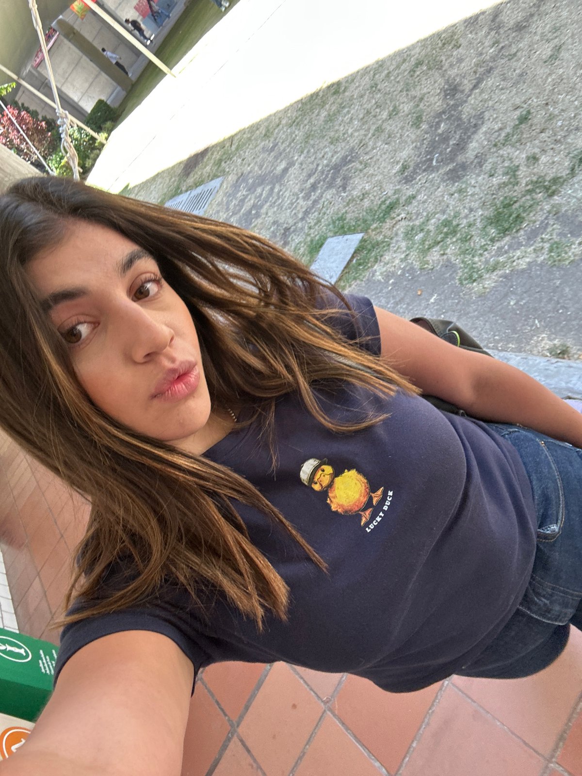 Woman takes selfies in San Bernardino Tlaxcalancingo, Mexico