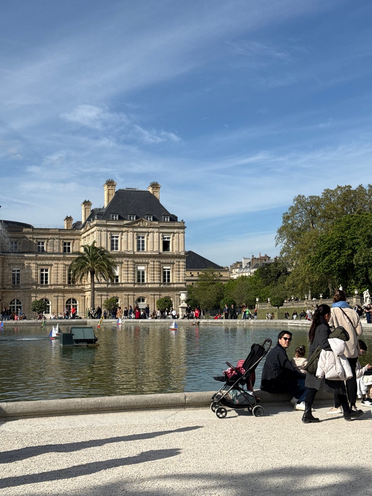 Afternoon visitors gather at Luxembourg Gardens in Paris
