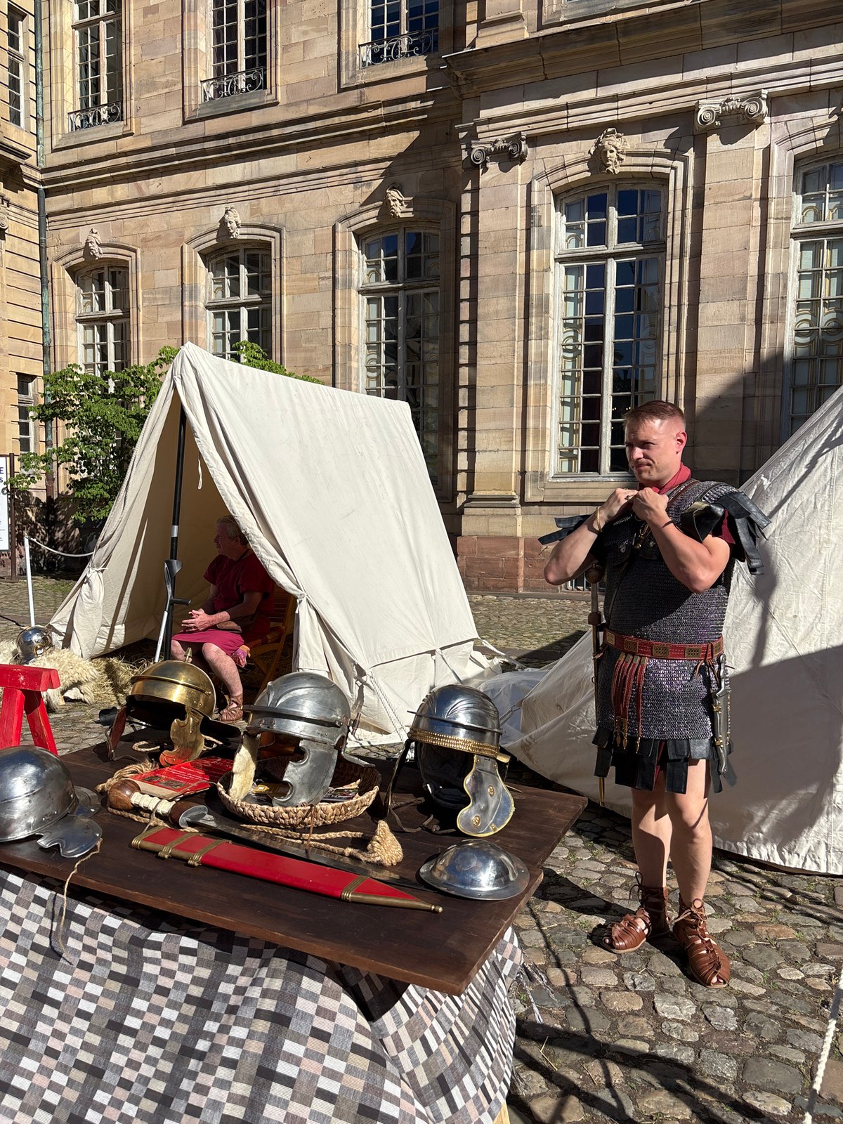 Summer afternoon scenes around Strasbourg's historic squares and fountains
