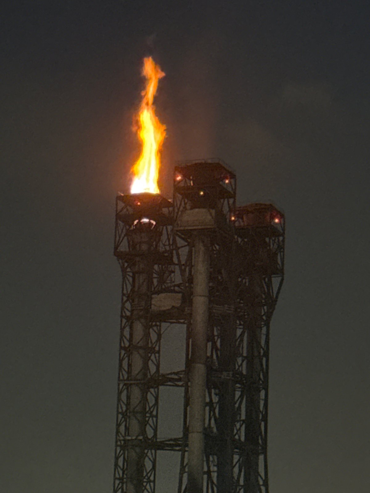 Industrial flare stack burns bright at Magnitogorsk facility