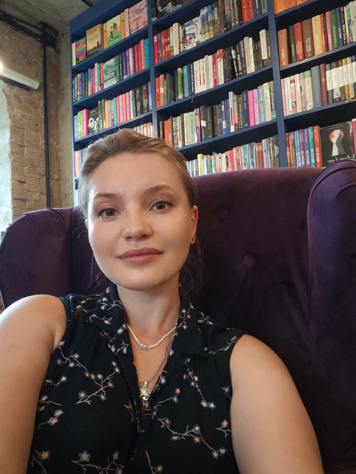 Inside a Kyiv bookstore-café on a summer afternoon